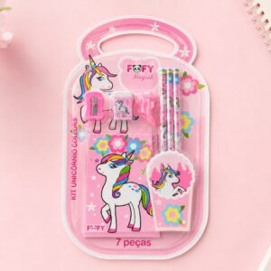 Kit Escolar Unicórnio Collors 7 Peças - FOFY - BLISTER