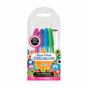 Caneta Kilométrica 100 Mini 1.0 mm Colorida - PAPER MATE - BLISTER 4 UND