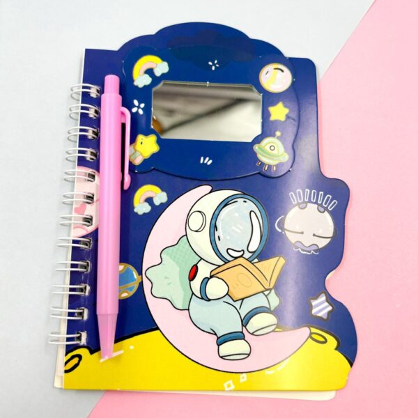 Kit Caderninho Astronauta c/ Espelho + Caneta