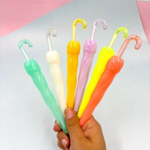 Caneta Fofa Guarda Chuva Cristal- Kit 6 Und