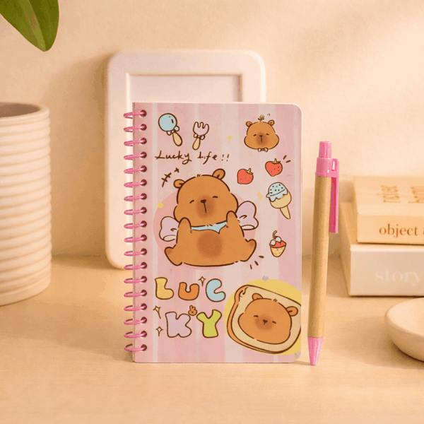 KIT Caderno de Anotações CAPIVARA + Caneta - IMPORTADO - BLISTER