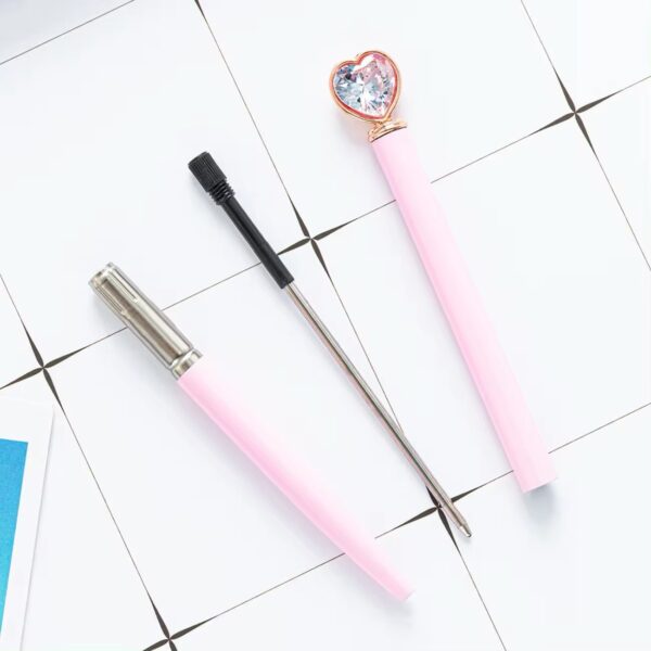 Caneta Luxo Metálica Coração - Kit 4 Und