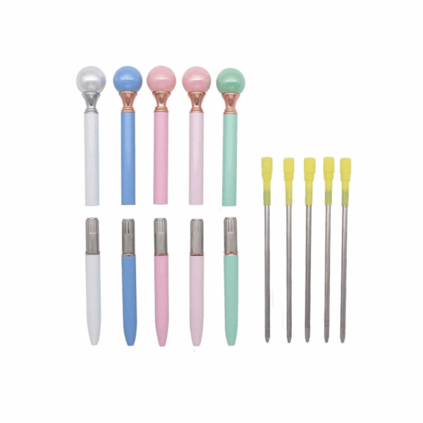 Caneta Luxo Metálica Pérola Pastel - Kit 4 Und