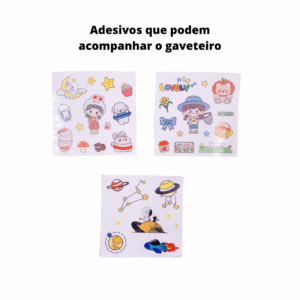 Porta Canetas Premium Gaveteiro Transparente c/ Adesivo