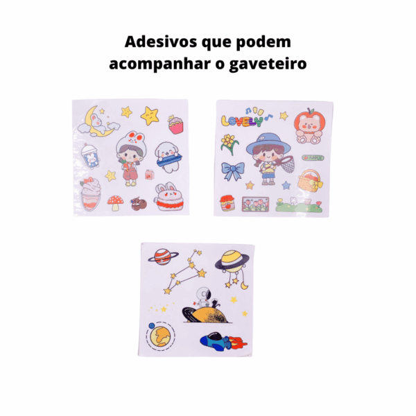 Porta Canetas Premium Gaveteiro Transparente c/ Adesivo