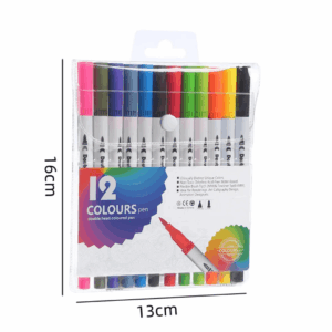 Caneta BRUSH + FINE LINER Marcador Ponta Dupla - BLISTER 12 UND