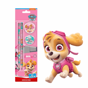 Kit Escolar 4 Peças Skye Patrulha Canina Rosa - TRIS - BLISTER