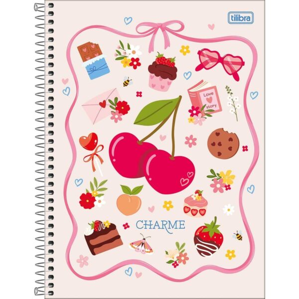 Caderno Universitário Espiral Flores CHARME 1 M 80 Fls - TILIBRA - UND