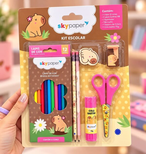 Kitão Escolar 7 Peças Capivara- SKYPAPER - BLISTER