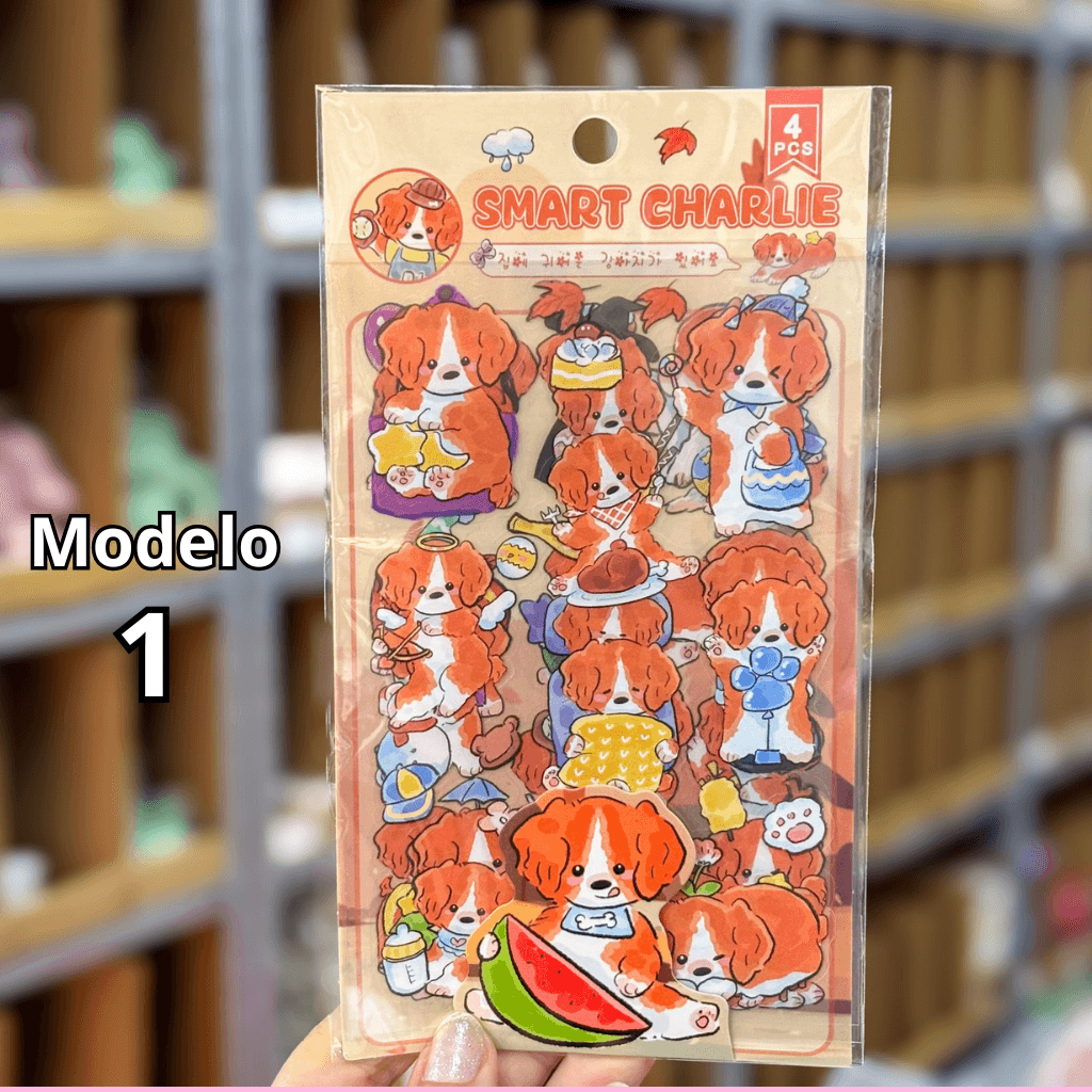 Pacote c/ 4 Cartelas Adesivo Cachorrinho Cute - IMPORTADO - UND