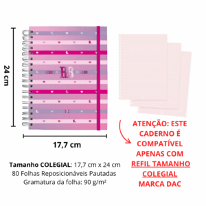 Caderno Smart Colegial Rebecca Bonbon 80 fls - DAC