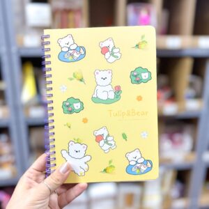 Caderno A5 Espiral Ursinho e Tulipas 64 fls 14,3x20,5cm - IMPORTADO - UND