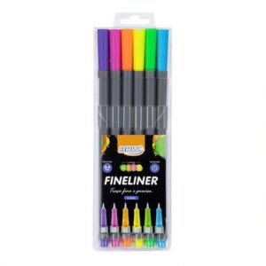 Caneta hidrográfica fineliner 0.4mm 6 Cores Neon BRW