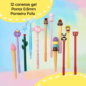 KITÃO de canetas fofas - IMPORTADO - PACOTE 12 UNIDADES