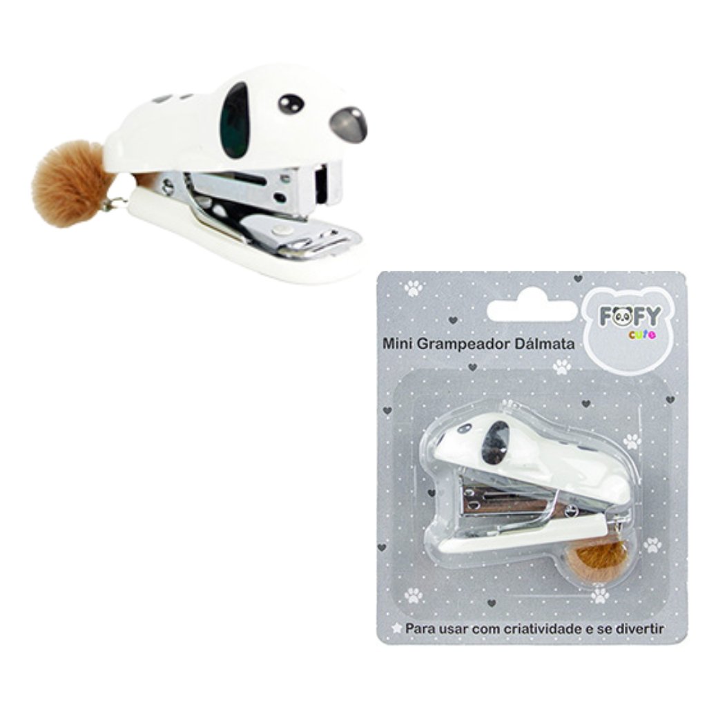 Mini Grampeador Dálmata Rabinho Pompom - FOFY - BLISTER 1 UND