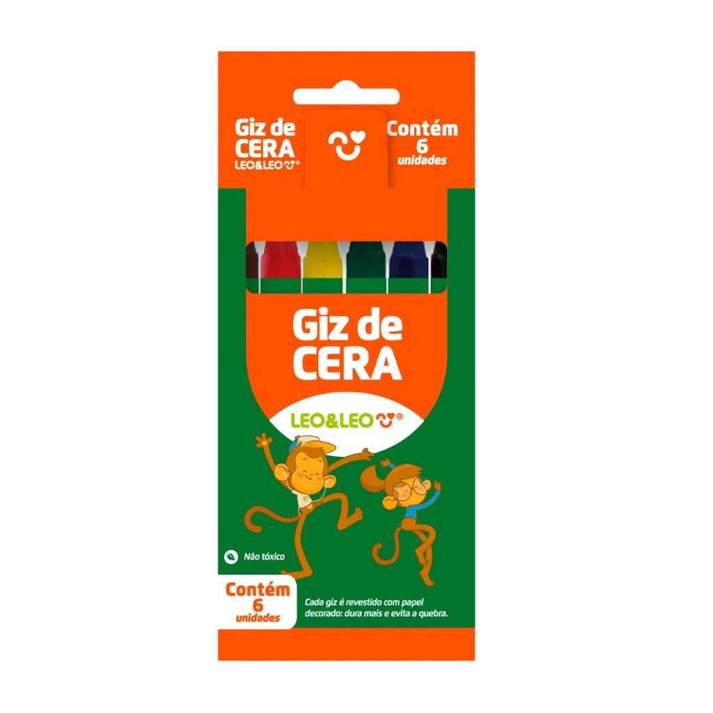 Giz De Cera 6 Cores Fino 8X88 mm - LEO E LEO - BLISTER