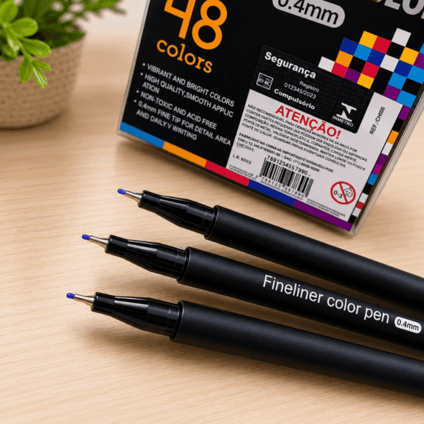 Caneta Fine Liner Color 0.4mm 48 CORES - IMPORTADO - CX 48 UND