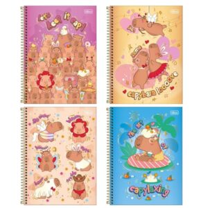 Caderno Espiral Capa Dura Universitário 10 Matérias Capivara Tilibra