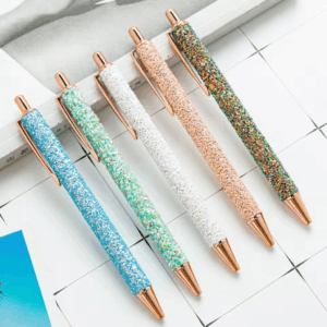 Caneta Metálica LUXO Glitter Pedrinhas - IMPORTADO - UND SORTIDA