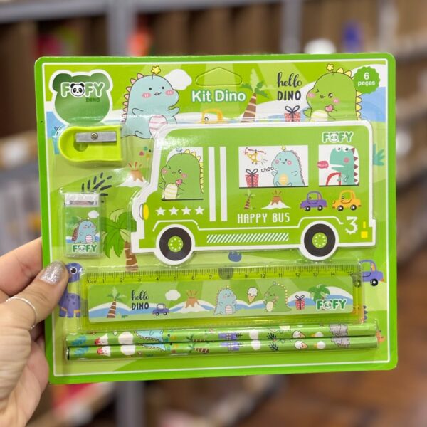 Kit Escolar Dino 6 Peças - FOFY - BLISTER