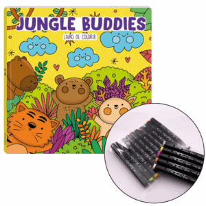 KIT Livro de Colorir Jungle Buddies - CIRANDA + 10 CANETAS TOUCH