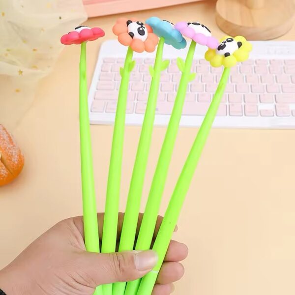 Caneta Flexível Dançante Flor Panda - PACOTE 6 UND