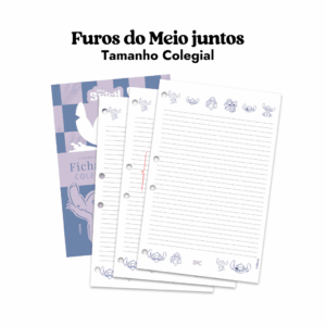 Refil Folhas para Fichário Colegial Stitch DAC - Furos do Meio juntos