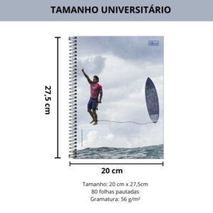 Caderno Espiral Capa Dura Universitário Connect 1 Matéria Gabriel Medina Tilibra