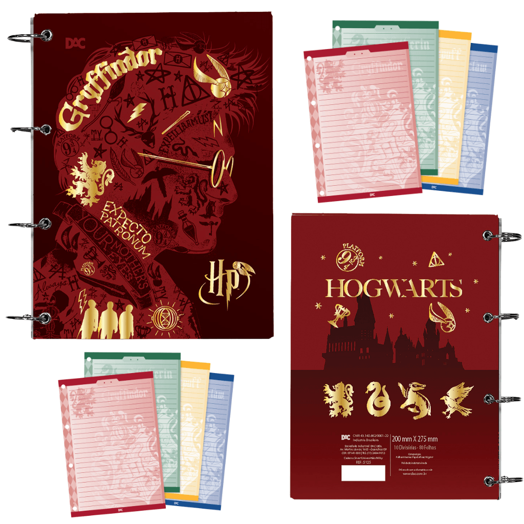Fichário Universitário Argolado Harry Potter 80 fls - DAC