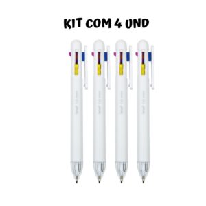 Caneta Esferográfica 1.0mm 4 Cores Pastel BRW