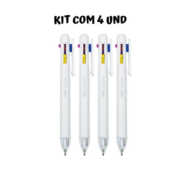 Caneta Esferográfica 1.0mm 4 Cores Pastel BRW
