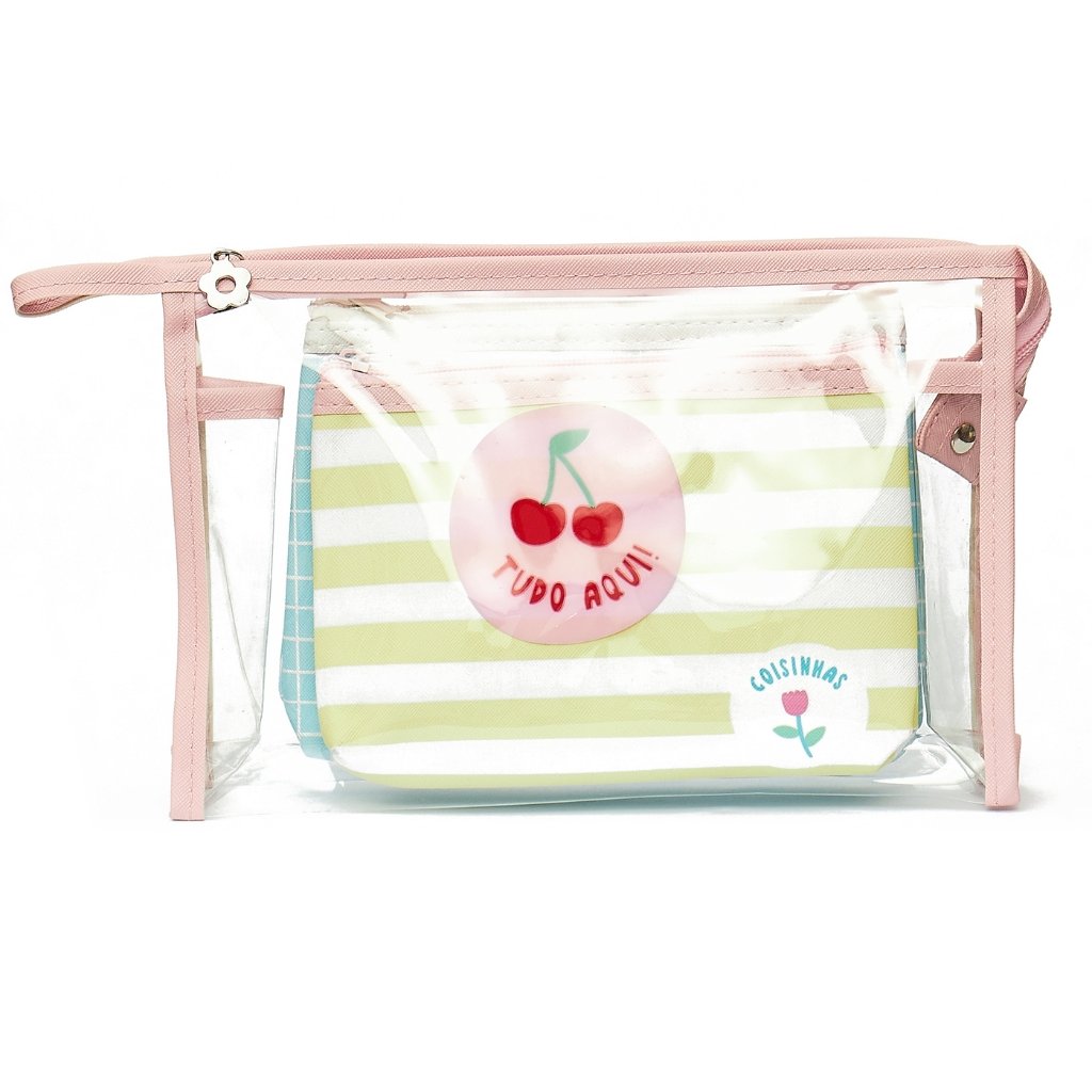 Kit Necessaire c/ 3 Peças TUDO AQUI 17x26x6cm - FLORIE - UND