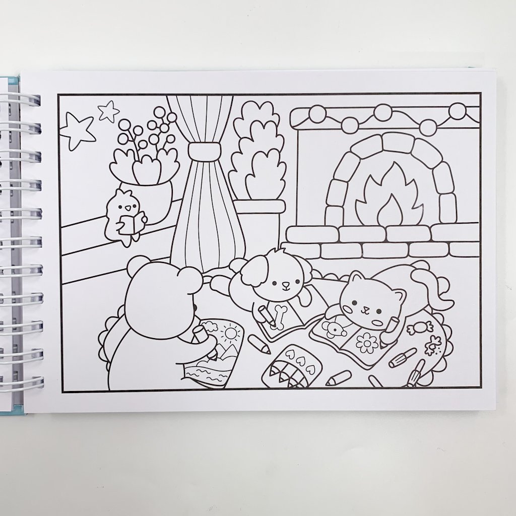 KIT Livro de Colorir Comfy and Cozy Blue - CIRANDA + 10 CANETAS TOUCH