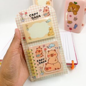 Kit Mini Caderno c/ Fechamento + Bloco de Notas Capivara Kawaii - UND