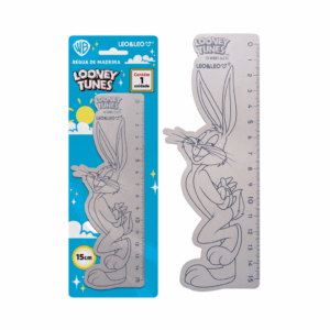 Régua de Madeira 15cm Decorada Looney Tunes Leo e Leo - Blister 1 Und