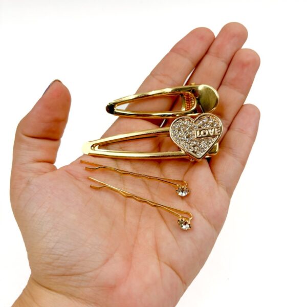 Kit Acesórios Cabelo Love Dourado