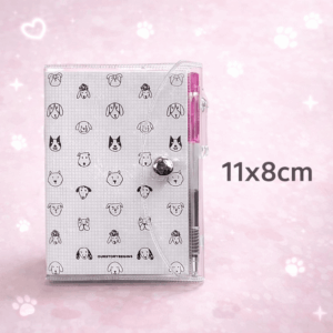 Caderno A7 Capa Plástica c/ Caneta Cachorro e Gato 68 fls 11x8 cm - IMPORTADO - UND