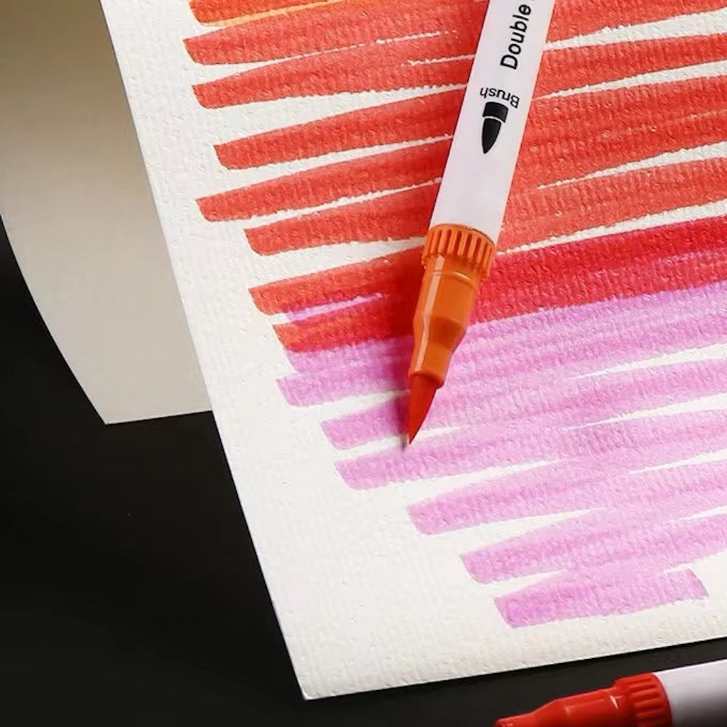 Caneta BRUSH + FINE LINER Marcador Ponta Dupla - BLISTER 12 UND
