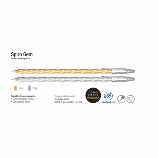 Caneta Esferográfica 0.7mm Spiro Gem