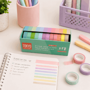 Caixinha c/ Fita Washi Tape Pastel Degradê 12 Cores - TOKYO DESIGN - BLISTER