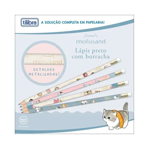 Lápis Redondo c/ Borracha N.2 Gato Mofusand - TILIBRA - PACOTE 12 UND