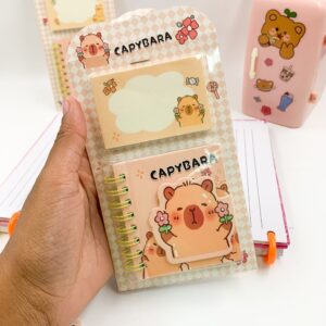 Kit Mini Caderno c/ Fechamento + Bloco de Notas Capivara Kawaii - UND