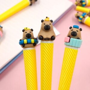 Caneta Fofa Azul Capivara Casquinha - Kit 3 Und
