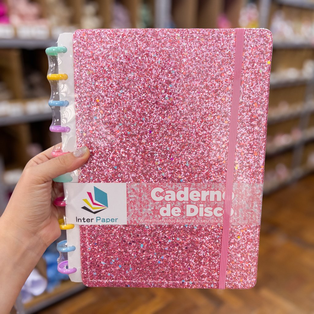 Caderno de Disco Glitter B5 80 Fls/10 Discos Colorido 25,5x18,5cm - IMPORTADO - UND