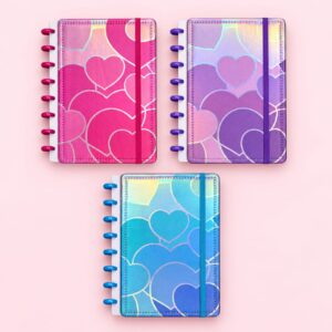 Caderno de Disco CORAÇÃO A5 8 Discos 14,5x20cm 80 Fls - IMPORTADO - UND