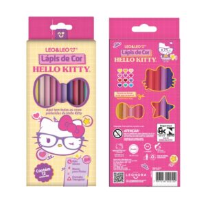 Lápis de Cor Triangular 12 Cores Hello Kitty LEO E LEO - BLISTER