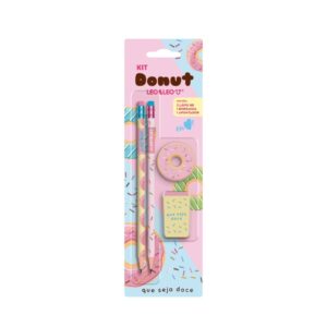 Kit Escolar Donut 4 Peças - LEO E LEO - BLISTER
