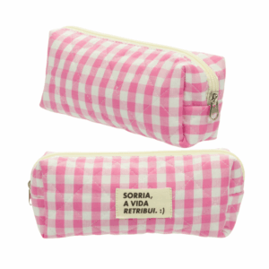 Necessaire Estojo Fofucha Sorria, A Vida Retribui ROSA - FLORIE - UND