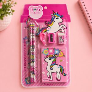 Kit Escolar Unicórnio Happy 7 Peças - FOFY - BLISTER