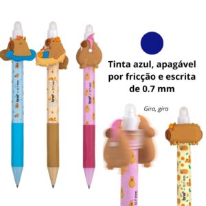Caneta Esferográfica Gel Apagável 0.7 mm Gira-gira Capivara - BRW - UND